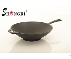 Sr215 Cast Iron Cookware Pre Seasoned Coating Wok With Handle