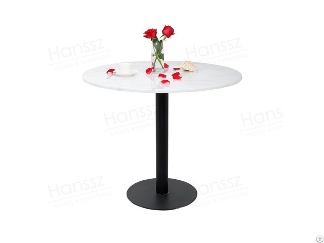 Tables Black Metal Base White Marble Dining Table Top