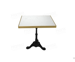 Square Carrara White Quartz Dining Table Cast Iron Solid Legs