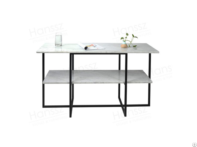 Two Layer Bracket Marble Shelving Unit Funiture